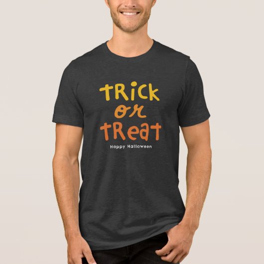 Trick oder behandeln niedliches schwarz-orangefarb Tri-Blend shirt (Vorderseite)
