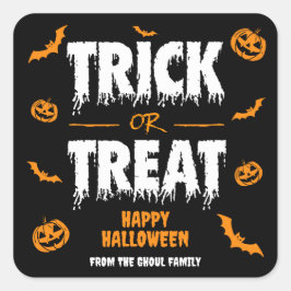 Trick oder behandeln Party dunkel Quadratischer Aufkleber