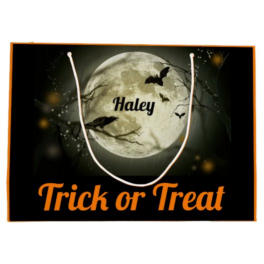 Trick oder behandeln Personalisieren Sie Ihren Nam Große Geschenktüte (Rückseite)