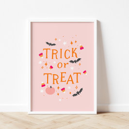 Trick oder behandeln rosa Halloween-Poster Poster