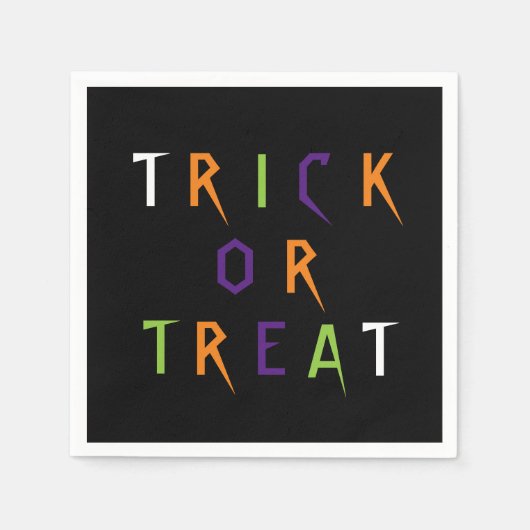 Trick oder behandeln schwarz farbige Typografie Ha Serviette (Vorderseite)