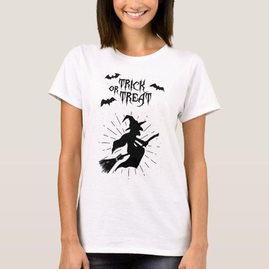 Trick oder behandeln Sie die fliegende Hexe T-Shirt (Vorderseite)