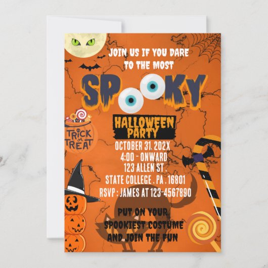 TRICK ODER BEHANDELN/SPOOKERHALLOWEEN-PARTY EINLADUNG (Vorderseite)