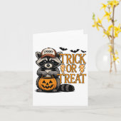 Trick oder behandeln Spooky Raccoon Wild Halloween Karte (Gelbe Blume)