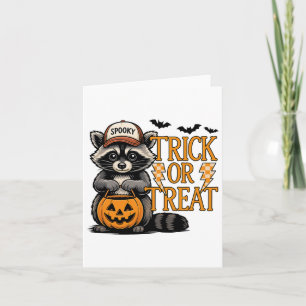 Trick oder behandeln Spooky Raccoon Wild Halloween Karte