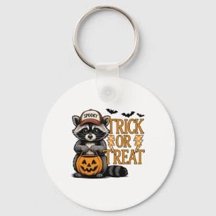 Trick oder behandeln Spooky Raccoon Wild Halloween Schlüsselanhänger