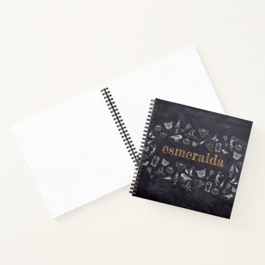 Trick oder behandeln Vintagen Chalkboard Name Hall Notizblock (Innenseite)