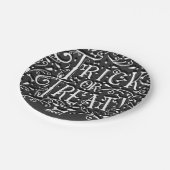 Trick oder behandeln Vintages Chalk-Knochen-Hallow Pappteller (Schrägansicht)