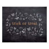 Trick oder behandeln Vintages Chalkboard Halloween Poster (Vorderseite)