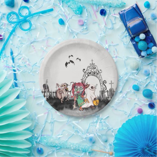 Trick oder behandelnde Halloween-Papierplatte Pappteller (Party)