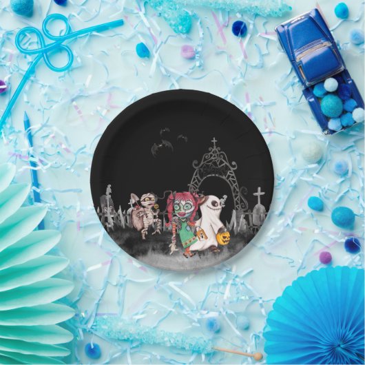 Trick oder behandelnde Halloween Pappteller (Party)