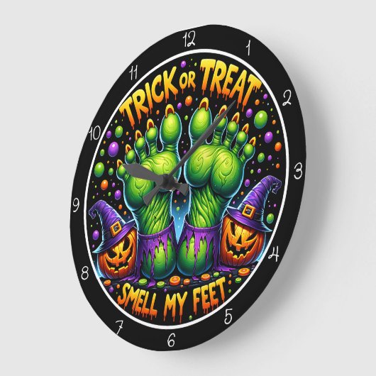 Trick oder behandelt riechen meine Füße Große Wanduhr (Winkel)
