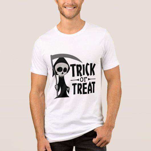 Trick oder behandelte grimmige Sensenmann | Hallow Tri-Blend Shirt (Vorderseite)