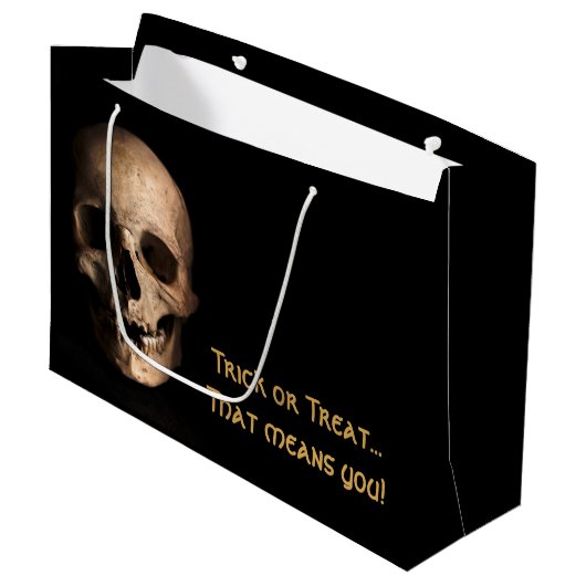 Trick oder behandle...das heißt du! Candy Bag Große Geschenktüte (Vorderseite Schrägansicht)