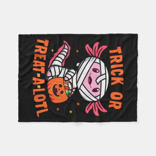 Trick oder behandle ein lockeres Axolotl Halloween Fleecedecke (Vorderseite (Horizontal))