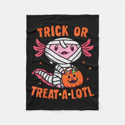 Trick oder behandle ein lockeres Axolotl Halloween Fleecedecke (Vorderseite)