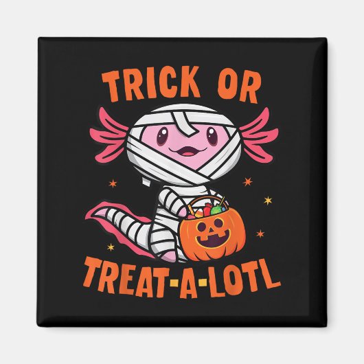 Trick oder behandle ein lockeres Axolotl Halloween Magnet (Vorne)