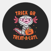 Trick oder behandle ein lockeres Axolotl Halloween Runder Aufkleber (Vorderseite)