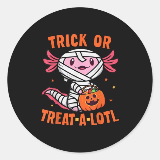 Trick oder behandle ein lockeres Axolotl Halloween Runder Aufkleber (Vorderseite)