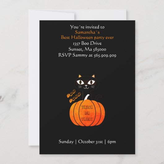 Trick oder Behandlung Beängstigendes Orangenschwar Einladung (Vorderseite)