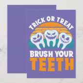 Trick oder Behandlung Brush Ihre Zähne Zahnpuder S Einladung (Vorne/Hinten)