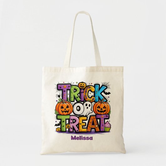 Trick oder Behandlung bunt / Custom Halloween Tragetasche (Vorne)