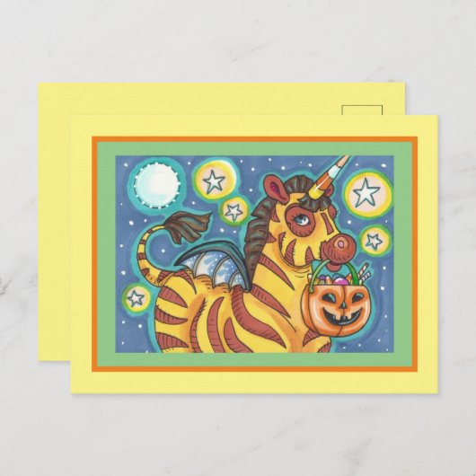 TRICK ODER BEHANDLUNG BVT WING ZEBRA, HALLOWEEN KA POSTKARTE (Vorne/Hinten)
