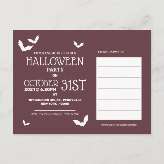 Trick oder Behandlung, Einladung von Halloween-Par (Rückseite)