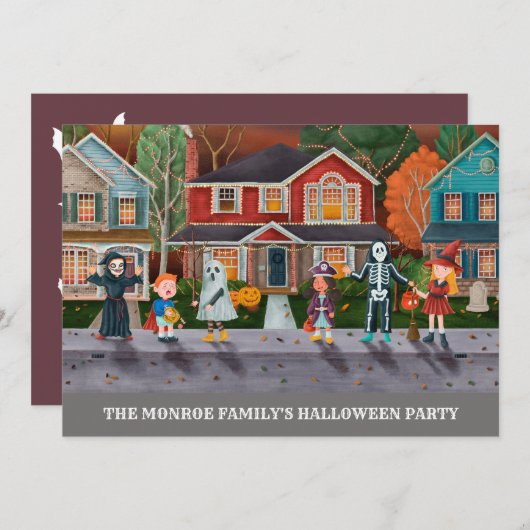 Trick oder Behandlung, Einladung von Halloween-Par (Vorne/Hinten)