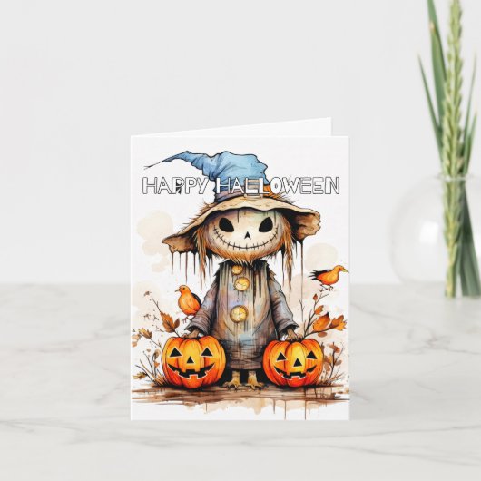 Trick oder Behandlung glücklicher Halloween-Scarec Karte (Vorderseite)