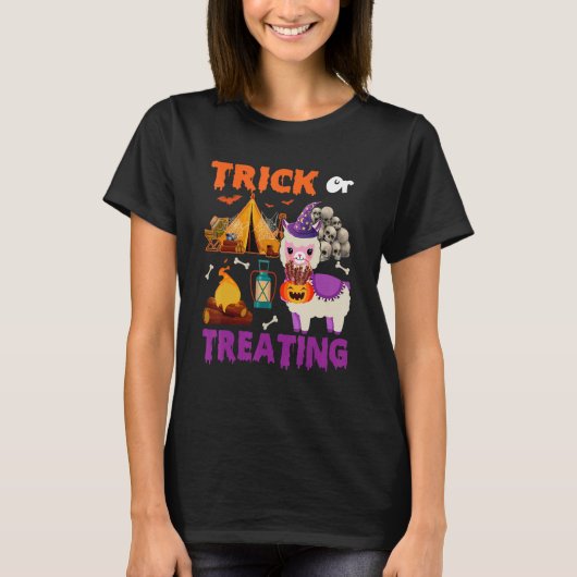 Trick oder Behandlung Halloween Llama Camping Beän T-Shirt (Vorderseite)