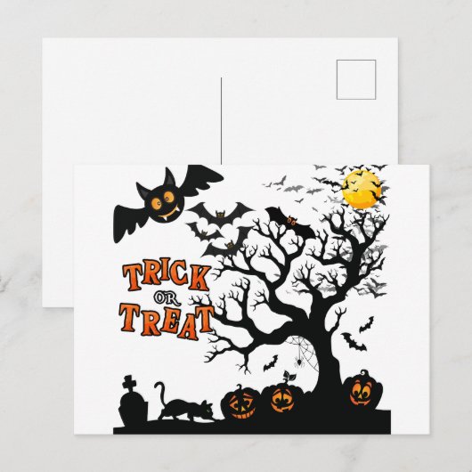 Trick oder Behandlung, Halloween-Nacht Postkarte (Vorne/Hinten)