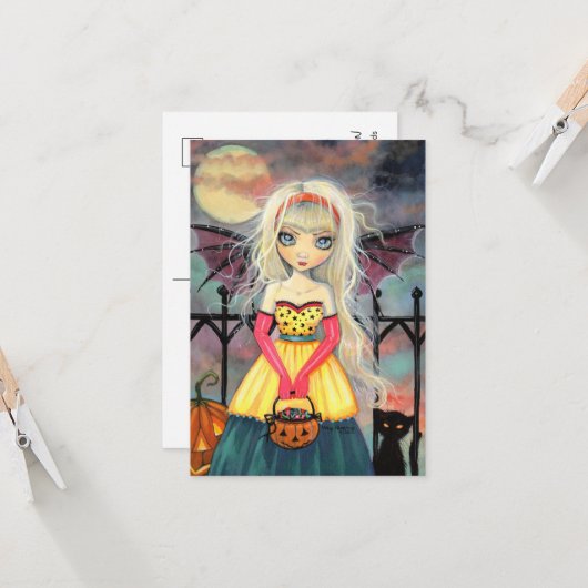 Trick oder Behandlung Halloween-Postkarte Karte (Vorderseite/Rückseite Beispiel)