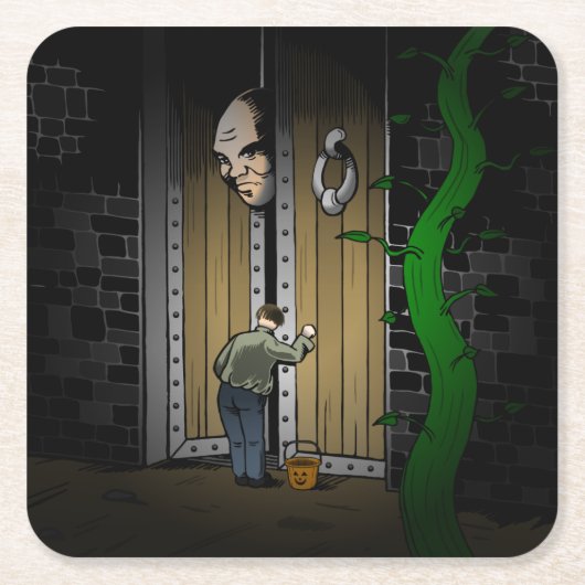 Trick oder Behandlung mit Jack Rechteckiger Pappuntersetzer (Vorderseite)