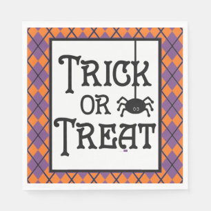 Trick oder Behandlung mit Spiderweb Orange & Black Serviette