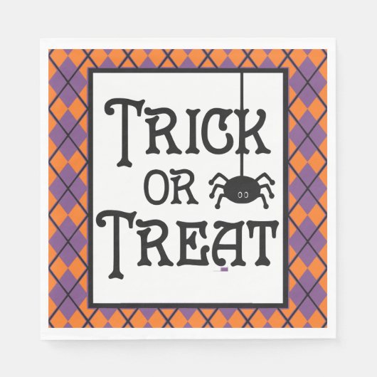 Trick oder Behandlung mit Spiderweb Orange & Black Serviette (Vorderseite)
