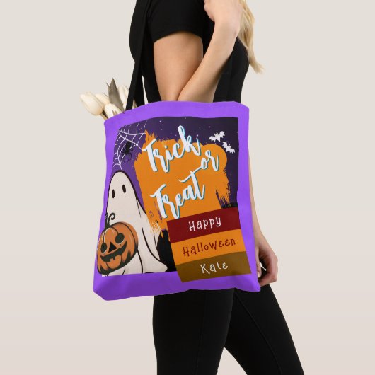 Trick oder Behandlung, Name, halloween orange Pump Tasche (Von Nahem)