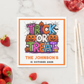 TRICK ODER BEHANDLUNG | Niedliches Halloween-Bash- Serviette (Beispiel)