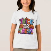 TRICK ODER BEHANDLUNG | Niedliches Halloween-Bash- Tri-Blend Shirt (Vorderseite)