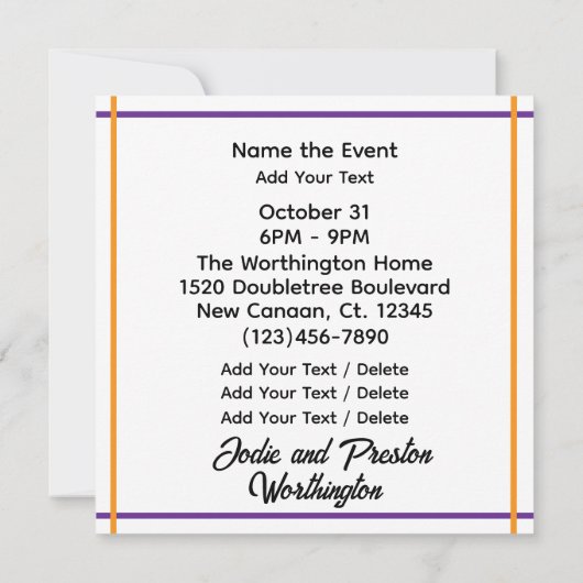 Trick oder Behandlung oder TRUNK oder Leckerei Einladung (Rückseite)