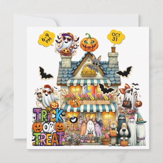 Trick oder Behandlung oder TRUNK oder Leckerei Einladung (Vorderseite)