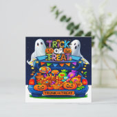 Trick oder Behandlung oder TRUNK oder Leckerei Einladung (Stehend Vorderseite)