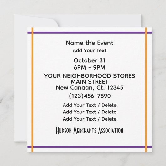 Trick oder Behandlung oder TRUNK oder Leckerei Einladung (Rückseite)