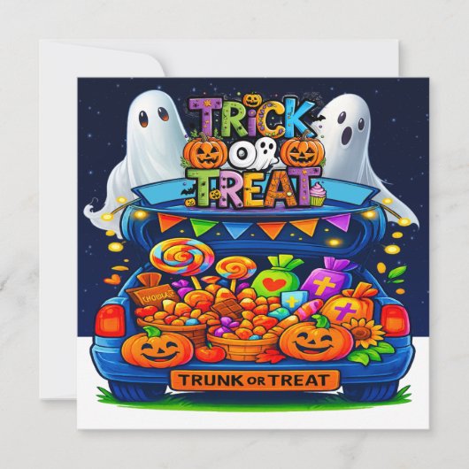 Trick oder Behandlung oder TRUNK oder Leckerei Einladung (Vorderseite)