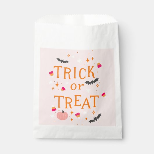 Trick oder Behandlung rosa Halloween Geschenktütchen (Vorderseite)