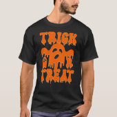 Trick oder Behandlung sarkastischer Halloween-Gesc T-Shirt (Vorderseite)