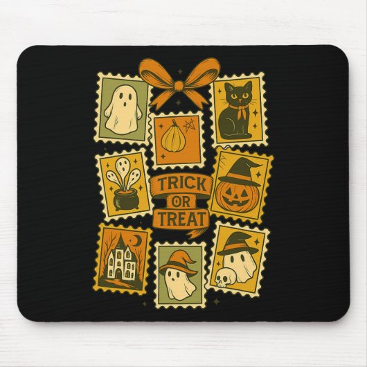 Trick oder Behandlung Vintagen Halloween Retro Pos Mousepad (Vorne)