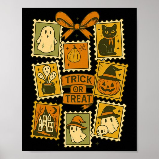 Trick oder Behandlung Vintagen Halloween Retro Pos Poster (Vorne)