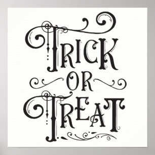 Trick oder Behandlung Vintager Typografie Typ Hall Poster