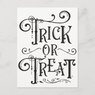 Trick oder Behandlung Vintager Typografie Typ Hall Postkarte